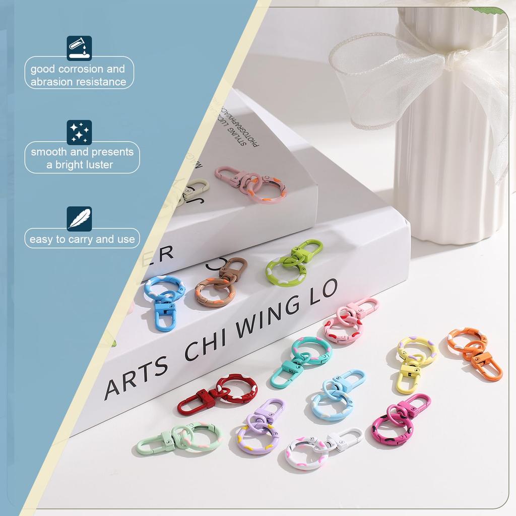 30pcs Lobster Claw Fastener Keychain Swivel Trigger Clips Zinc Alloy Colorful Key Chain Clips Snap Hook Jump Flat Split Ring DIY Craft Jewelry Making