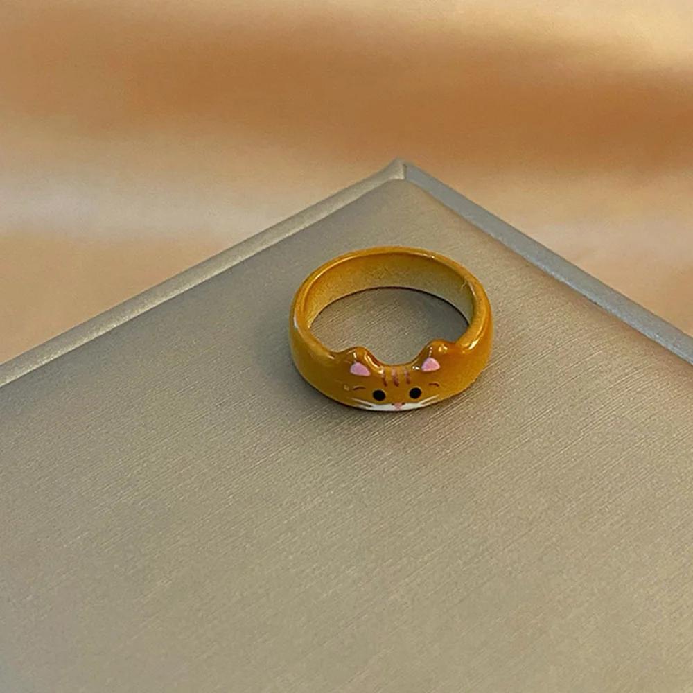 Cartoon-style Cute Cat Ring Small Design Versatile Animal Ring for Students Jewelry Accessories Popular jewelry