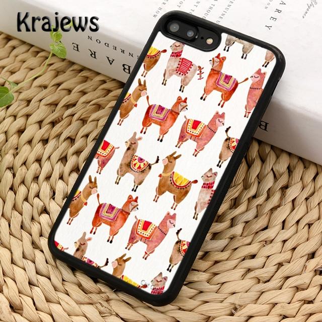 Мягкий чехол Krajews лама альпака с изображением животного кактуса для iPhone 14 5 6s 7 8 plus XR XS 11 12 13 pro max Samsung S21 S22ultra