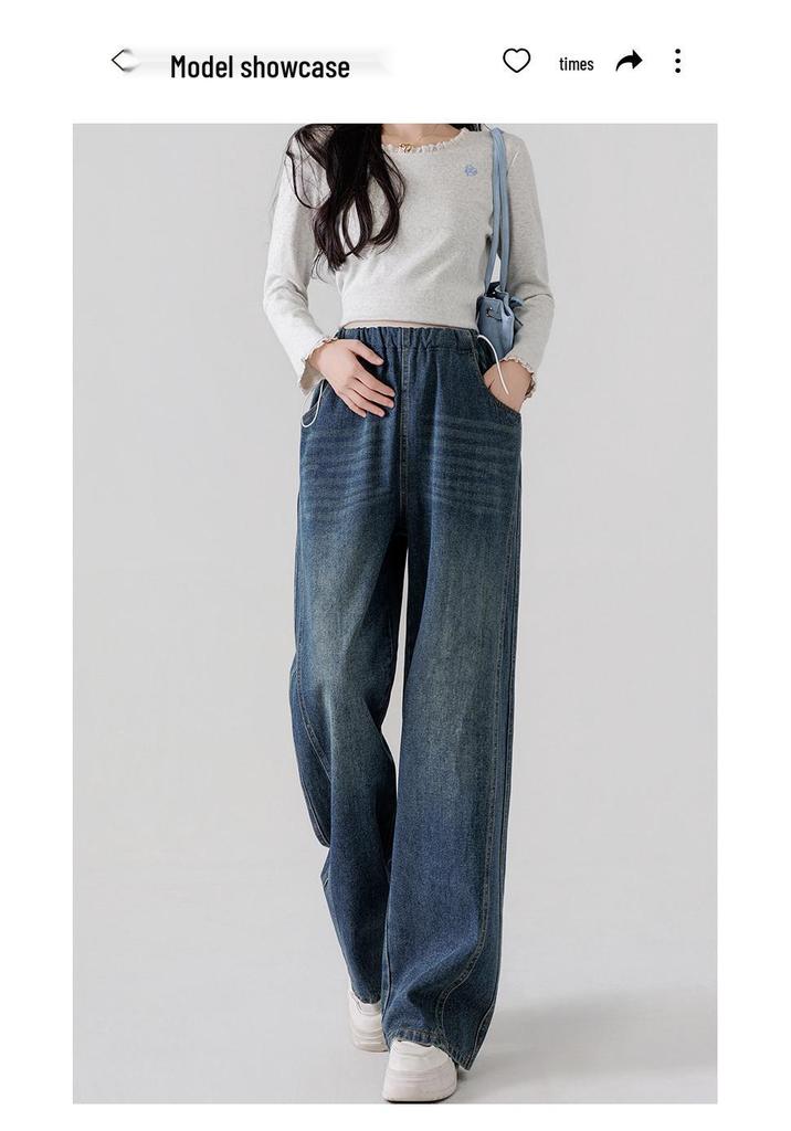 Maternity Wide-Leg Drawstring Jeans - Loose Straight-Leg, No Belly Support