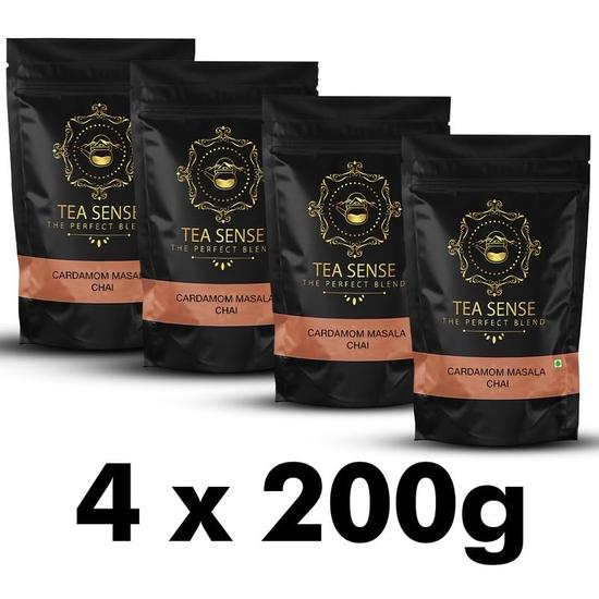 TEA SENSE Кардамон Масала Чай | 800 г | Ароматная Крепкая Смесь | Ассам CTC, Настоящий Кардамон, Элаичи | Молочный Чай Чаипатти, Порошок