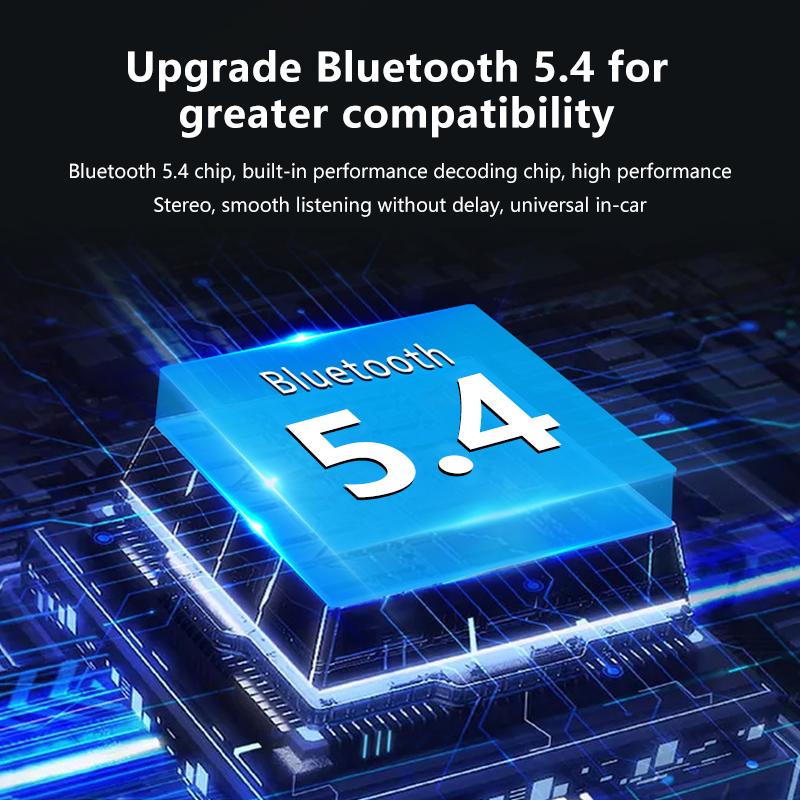 Bluetooth 5.4 FM-передатчик с микрофоном, громкая связь, беспроводной USB-адаптер, стереозвук без потерь, аудиоприемник для автомобильного FM-радио