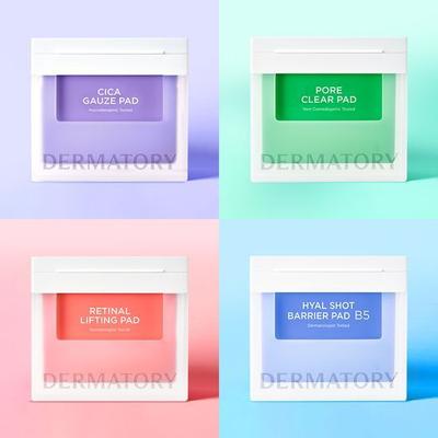 Выберите 1 из 4 типов квадратных подушечек Dermatory (Cica/Pore/Hyalshot/Retinal)