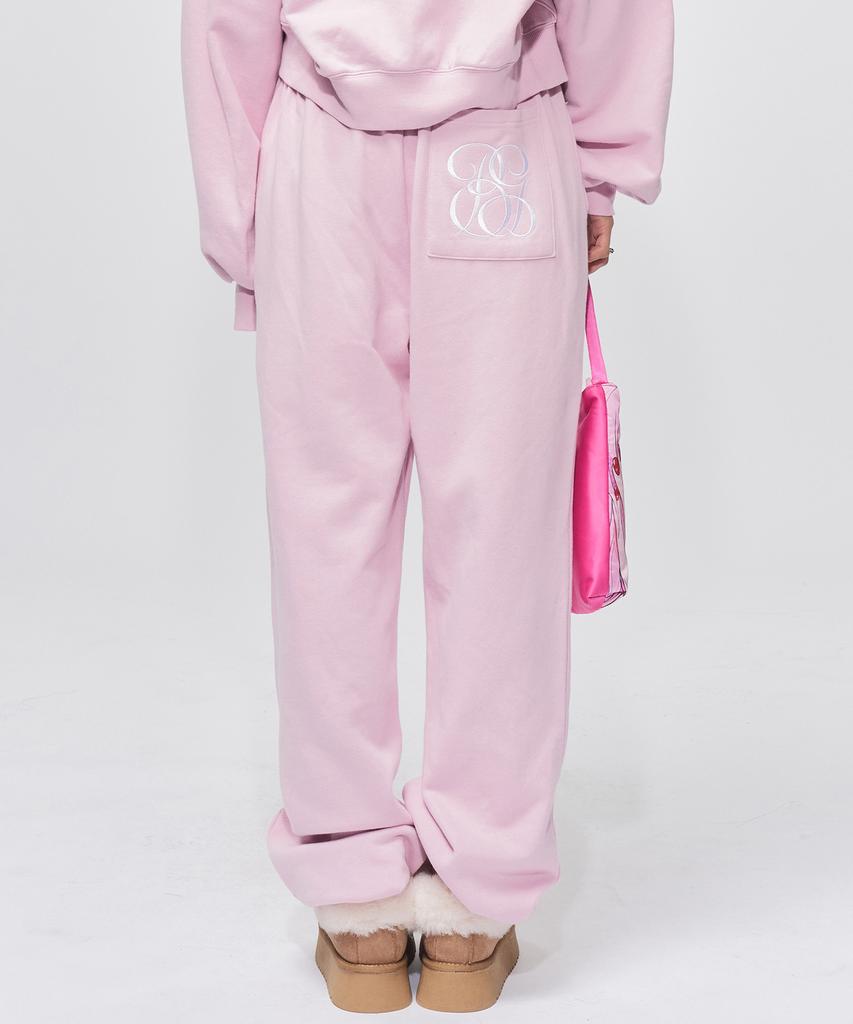 RAWMANTICS Logo Embroidered Pocket Signature Fit Jogger Pants Pink