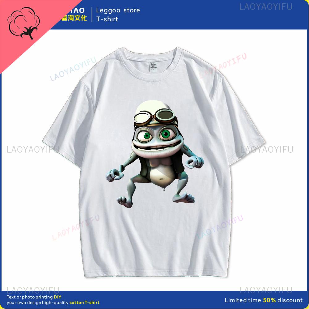 Футболка Crazy Frog Футболка Crazy Frog Хлопковая Футболка с принтом Короткий рукав Повседневная Мужская Милая Футболка Хип-хоп Харадзюку Стритвир