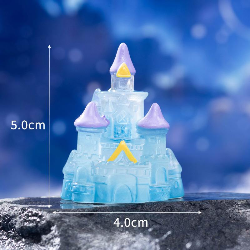 Светящийся в темноте сказочный замок с микропейзажем, настольное украшение для торта, лунный замок со звездами, украшение из смолы
