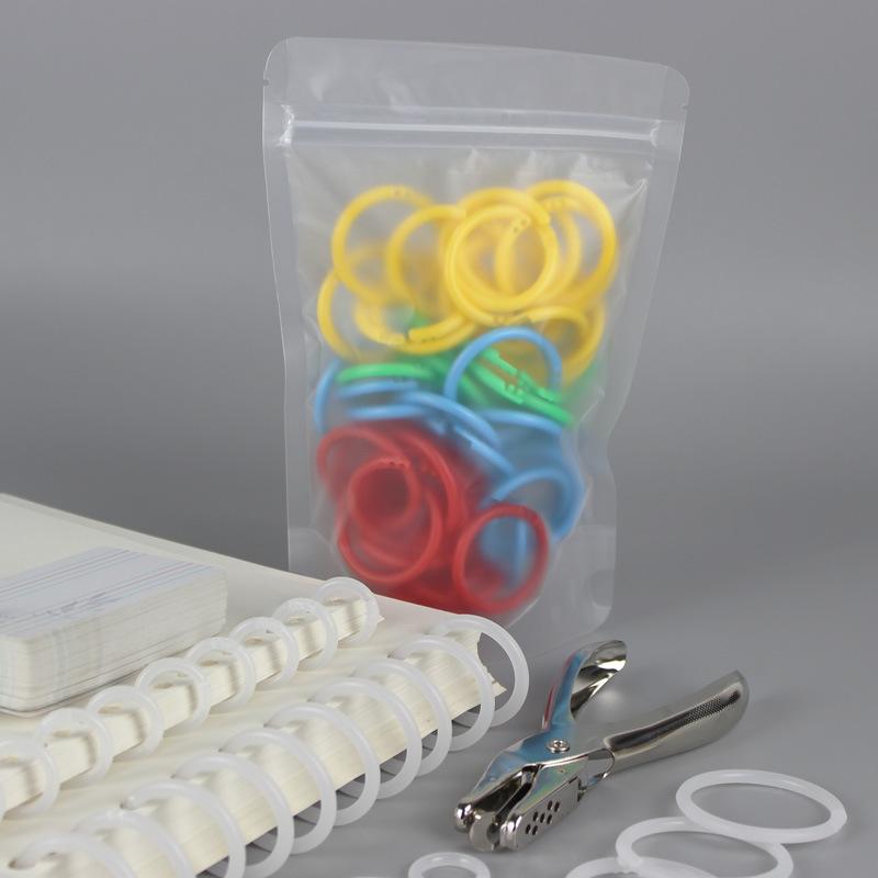 50pcs Plastic Ring Binder and Hole Punch DIY Albums Circle Loose-leaf Book Hoops Opening Office Binding Supplies Photo Album