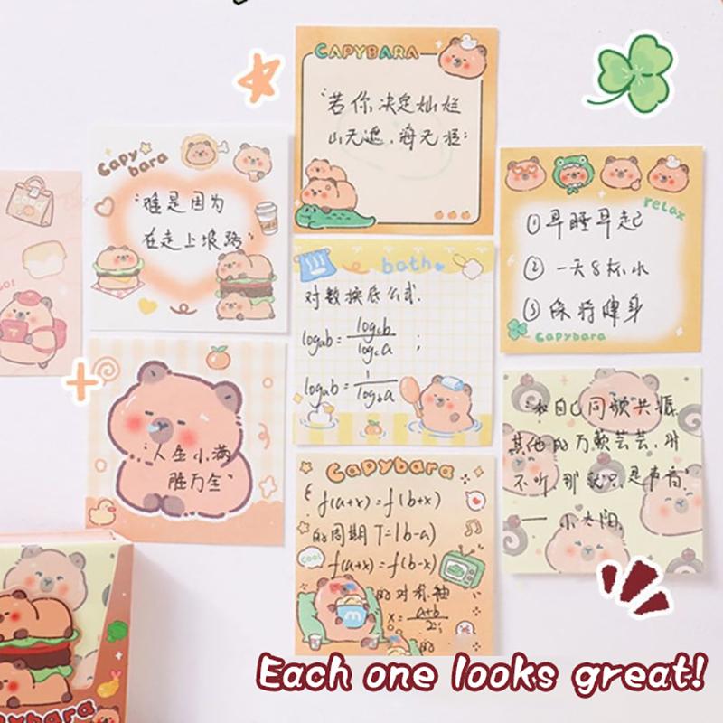200 листов милый мультяшный капибара не липкая записная книжка выдвижной тип бумага для заметок разрываемая бумага для заметок эстетическая канцелярия