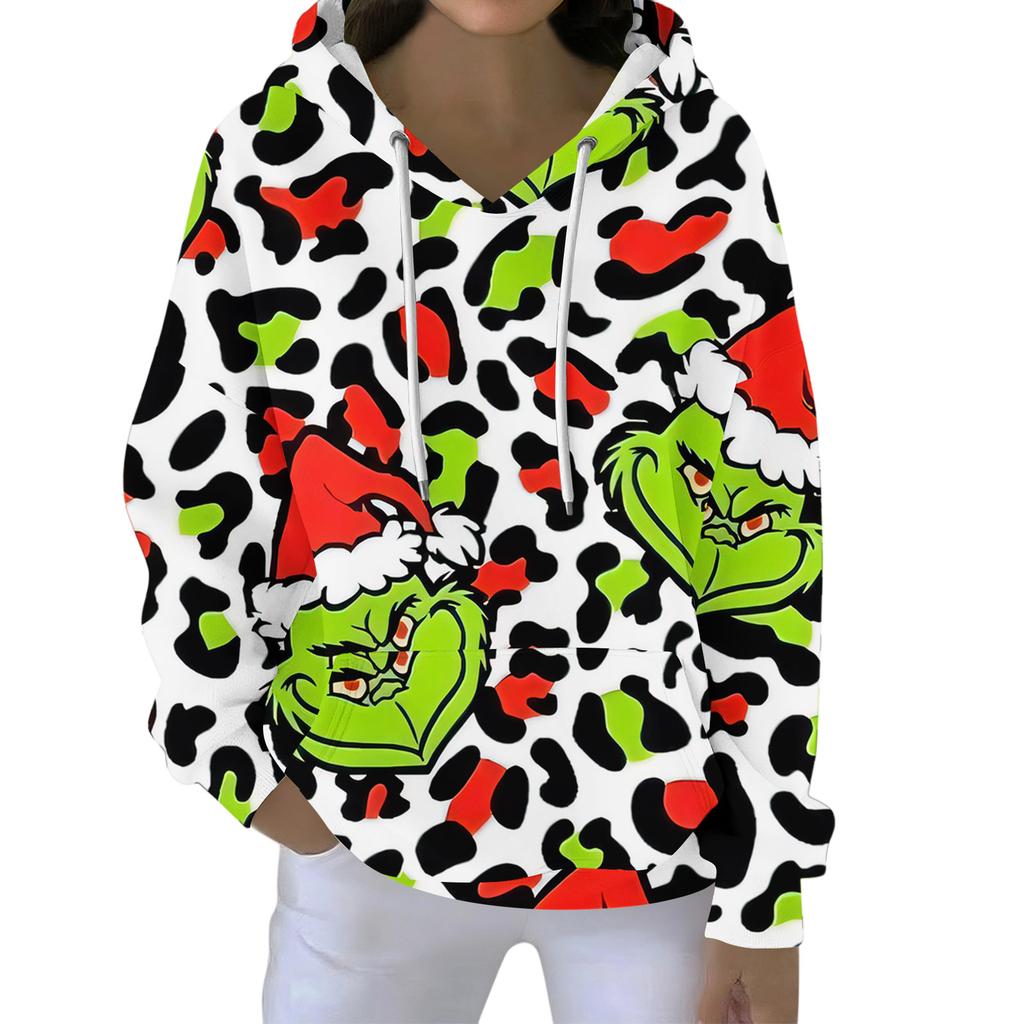 Christmas Hoodies For Women Funny Cute Printed Holiday Sweatshirt Winter Oversized Pullover Tops