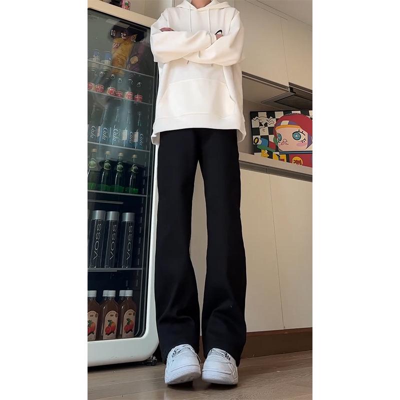 Мужские джинсы прямого кроя выбеленного голубого цвета, весенне-осенний уличный стиль, чинфит, микро-клеш, длинные брюки