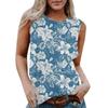 Женская повседневная футболка без рукавов с круглым вырезом и гавайским принтом