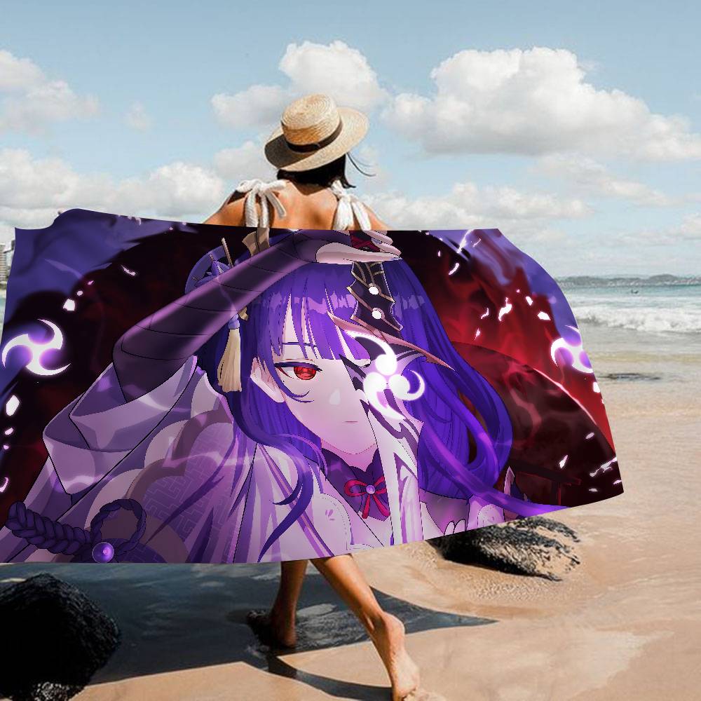 Raiden Shogun Genshin Impact Microfiber Blanket Quick Drying Beach Towels Oversized Printing Super Absorbent Pool Towel Blanket