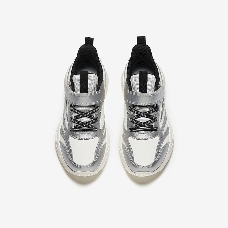 Anta Comfortable Versatile Lightweight Shock Absorbing Low Top Kids Running Shoes Kids Sneaker Ivory-White Silver A12435522N-1