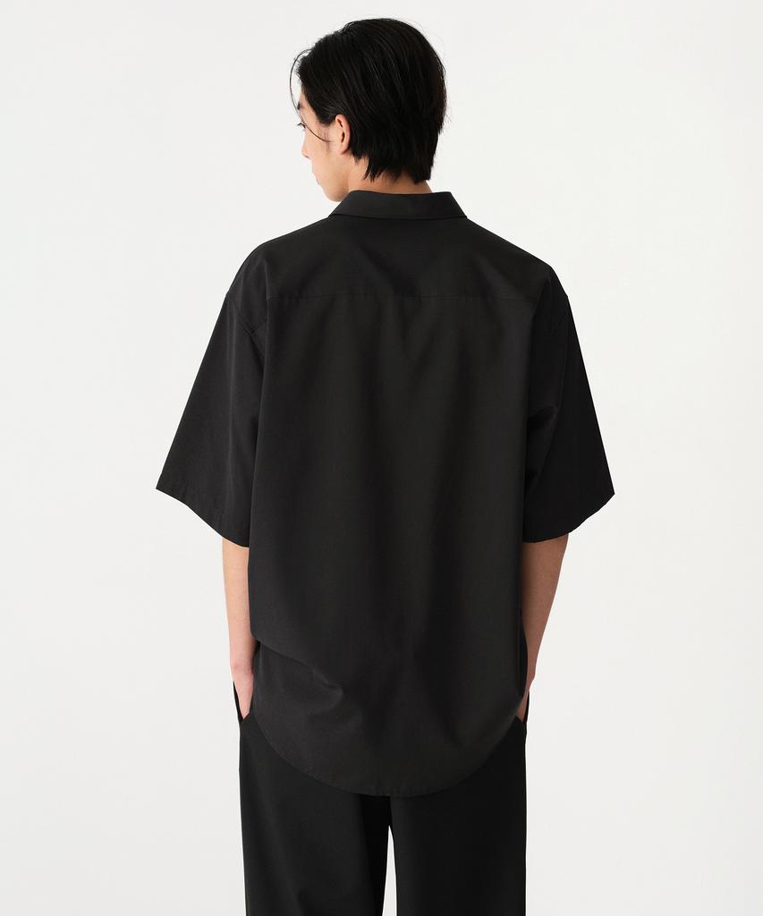 MUSINSA STANDARD Relaxed Wool-Like Short Sleeve Shirt [Black]