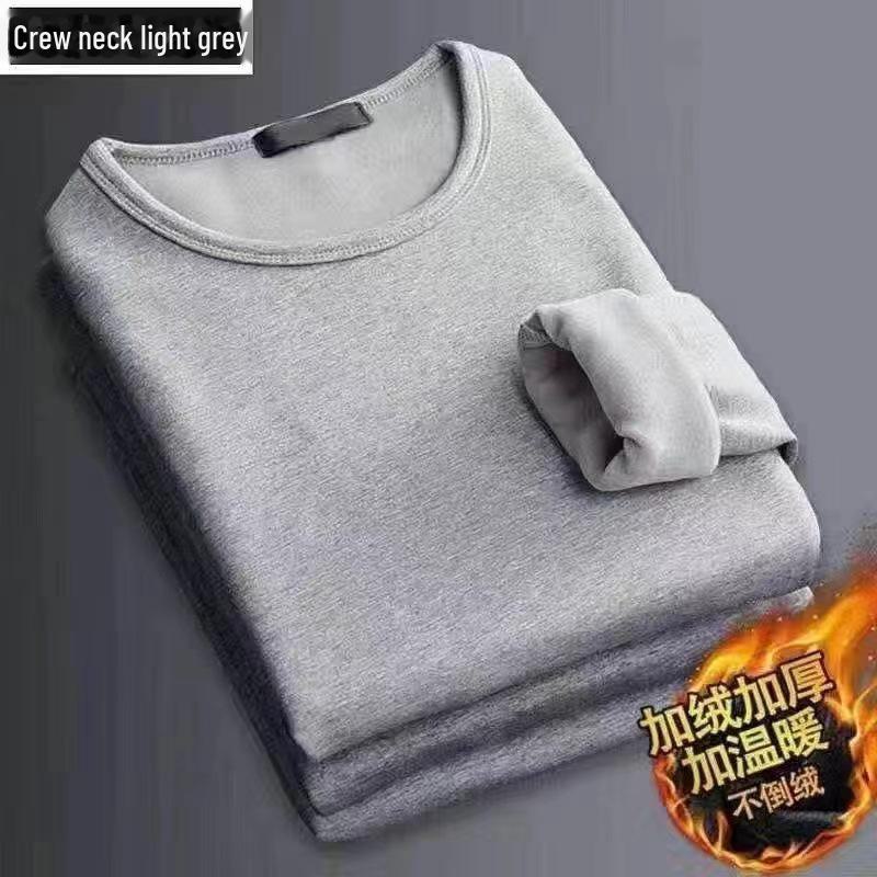 Мужская термофутболка с длинным рукавом из утолщенного бархата, облегающего кроя, однотонная