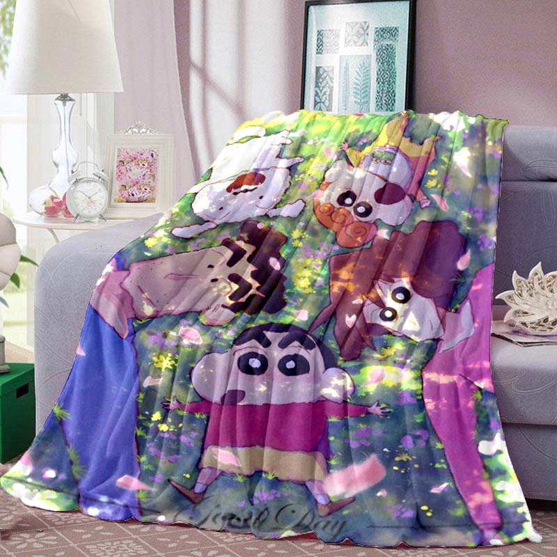 This Crayon Shin-chan cartoon blanket is made of warm and comfortable flannel and is suitable for bedrooms, sofas, beds, chairs,