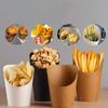 50pcs Popcorn Boxes Disposable Kraft Paper Slant Cup Oil-proof Thickened Ice Cream Cup Water Proof Snack Cups Sundae