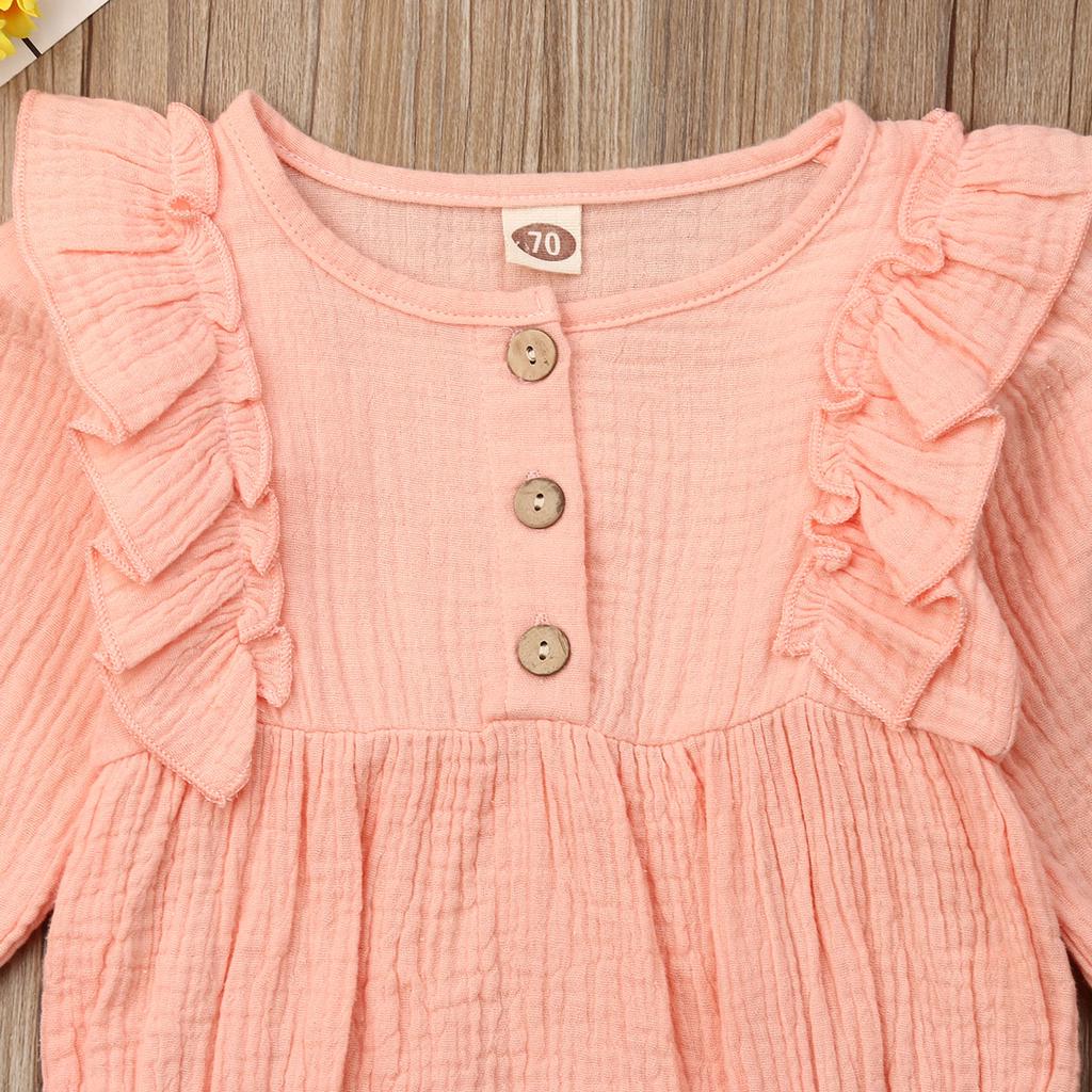 Одежда для новорожденных девочек 0-24 месяцев, комбинезон с длинными рукавами и рюшами, мягкий комбинезон, солнечный костюм