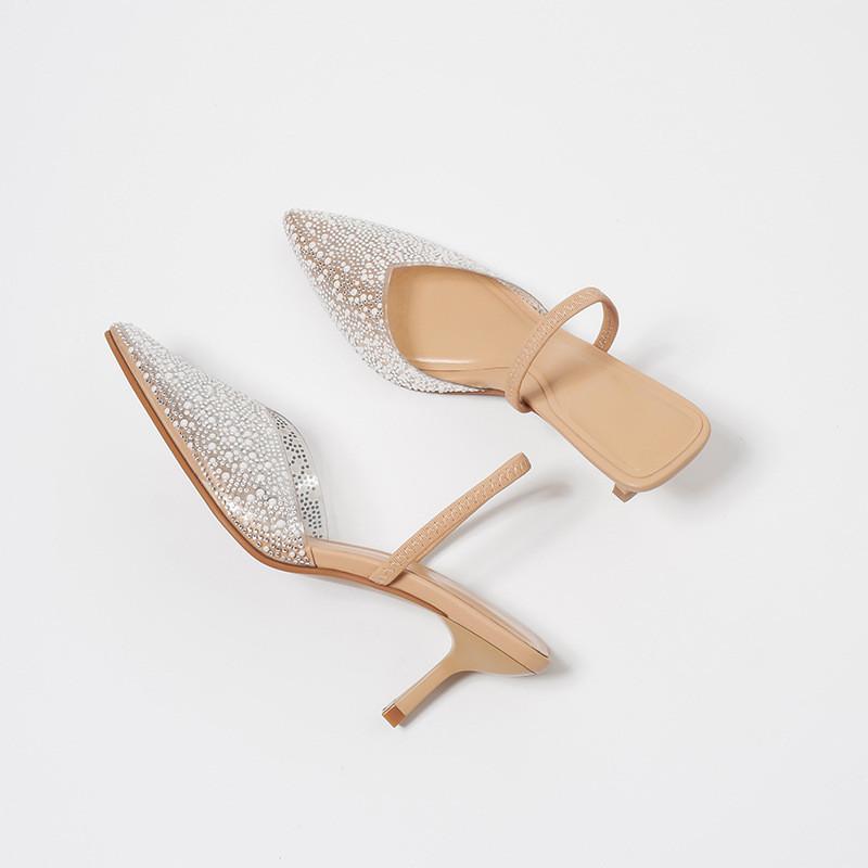 Heeled Sandals With Pearl Embellishments For Summer Wear
