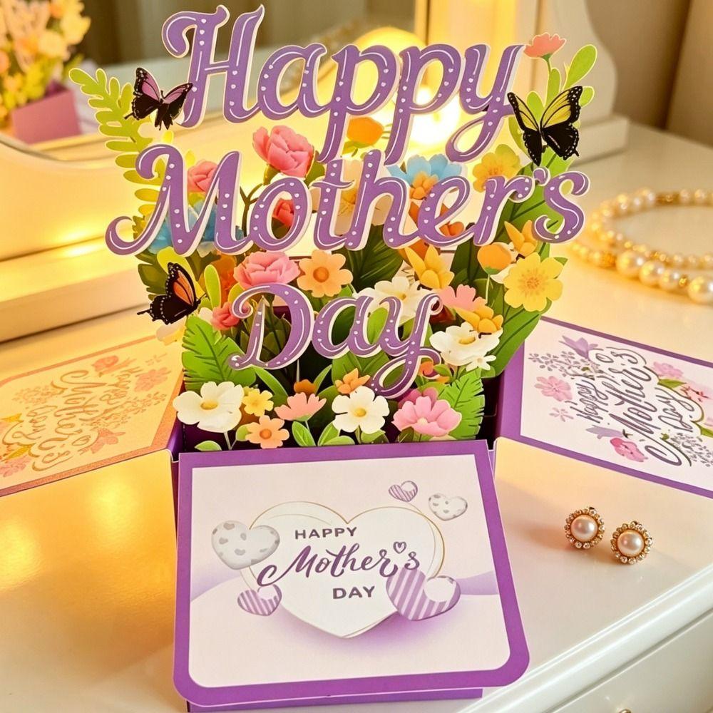 Butterfly 3D Mother's Day Card Flower Flower Pop Up Card Mom Greeting Card Party Decoration