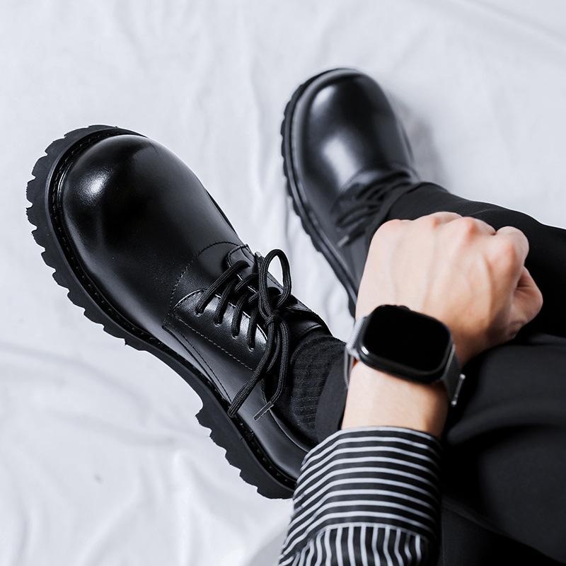 Туфли дерби мужские туфли большие туфли повседневные кожаные туфли осень-зима новые повседневные кожаные туфли на платформе универсальные уличные 1028-R