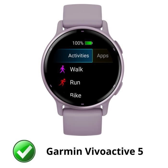 Защита совместимая с Garmin Vivoactive 5 - Жесткий чехол для смарт-часов прозрачный чехол экран из закаленного стекла Phonillico®