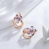 Роскошные серьги-капли с фиолетовым цирконом и цветком для женщин, ювелирные изделия золотого цвета для свадебной вечеринки, винтажные одинаковые аксессуары