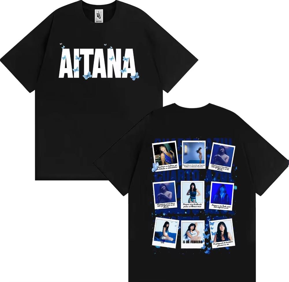 Singer Aitana Cuarto Azul Album Tour T Shirt 2026 Summer New Unisex Womens Fashion Casual 100 Cotton Aesthetic Oversized Tshirt
