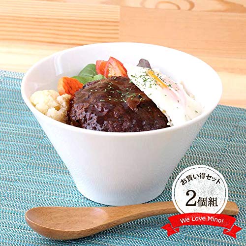 Трапециевидная белая миска, изготовленная в Японии, керамическая миска Mino Ware, миска для рамена, диаметр 16 см, 700 мл, столовая посуда, фарфоровое искусство [Набор 2]