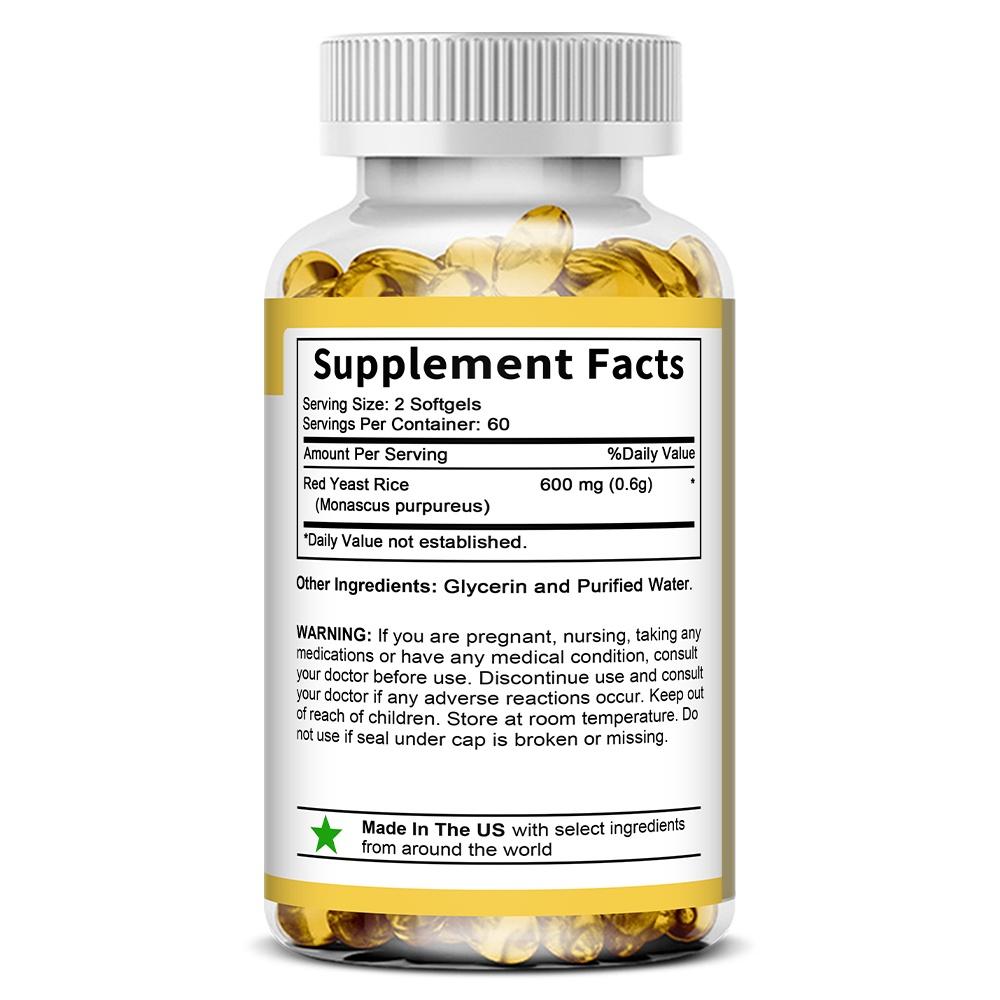 Balincer Red Yeast Rice Softgels 600mg, Support Heart Health, 120 Softgels