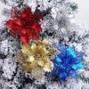 10pcs 9/16cm Artificial Christmas Flowers, Glitter Xmas Tree Flowers, Glitter Flowers for New Year Xmas Tree Wedding Decor