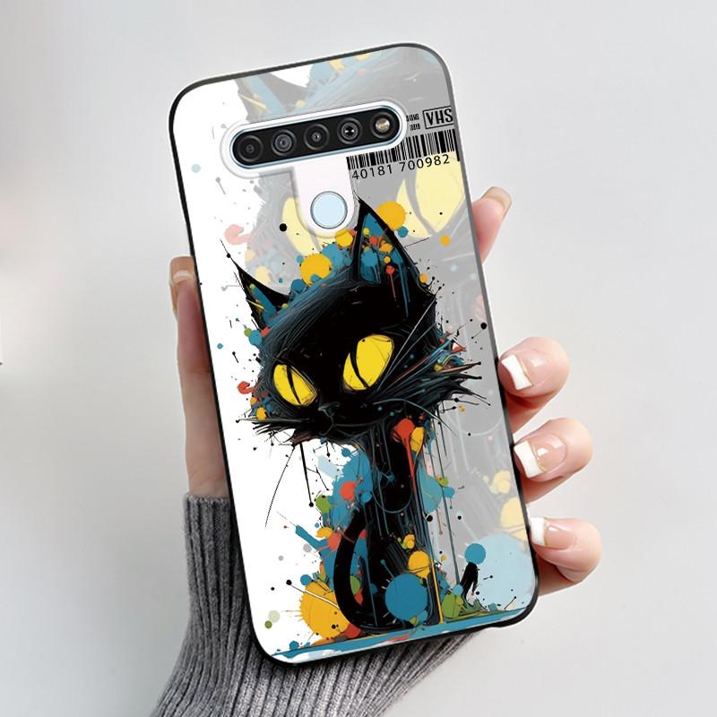 Милый Чехол Для LG Q61 Чехол Для LG K61 Чехол Для LG Q70 Чехлы Печатный Корпус Защитная Крышка Мягкий Силикон Мультяшный Черный Корпус