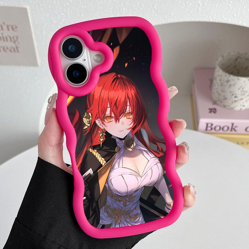 HSR Himeko Чехол для мобильного телефона из ТПУ с волнистым краем для iPhone 17 16 15 14 13 12 11 Air Pro Max Plus Цветная крышка