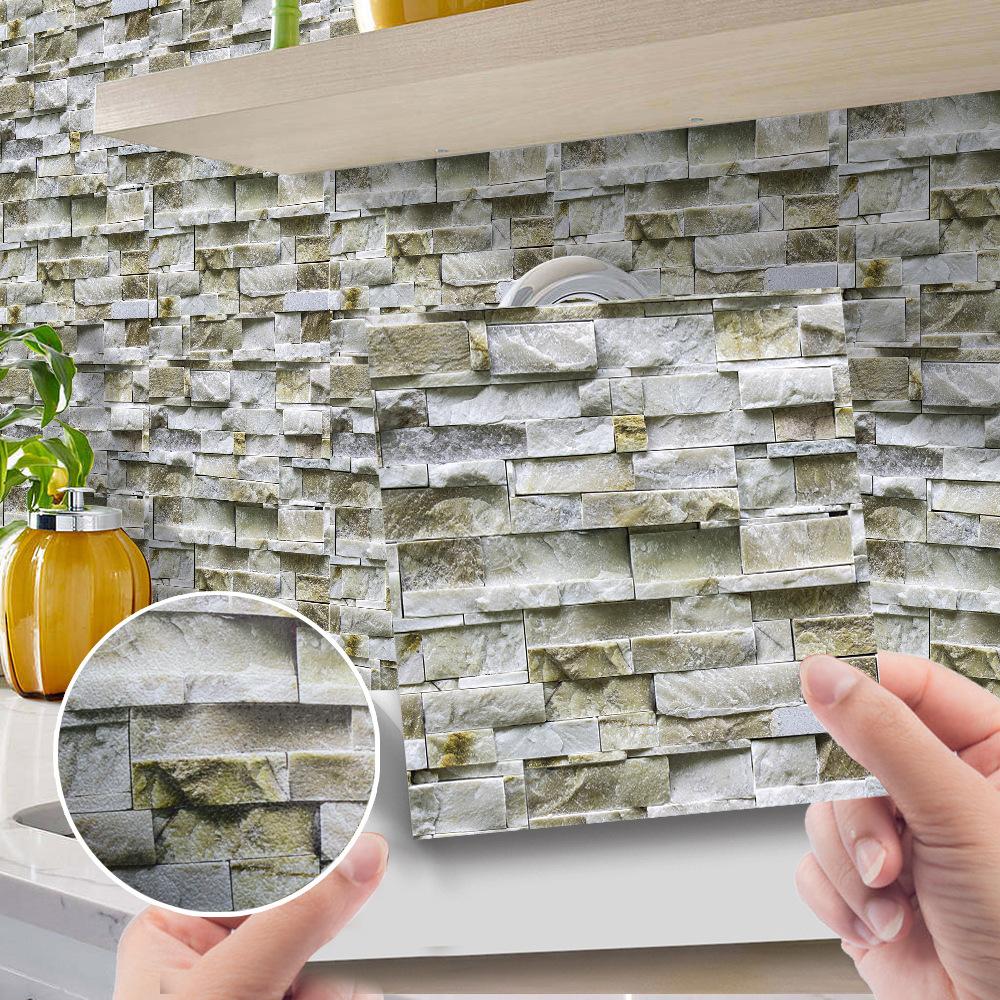 10 шт., наклейка на цементную, кирпичную, мраморную плитку, кухонный фартук, маслостойкая ванная комната, умывальник, пилинг и палка, водонепроницаемые художественные наклейки на стены