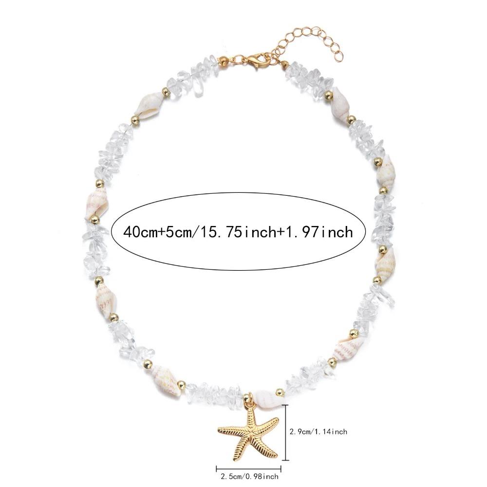 Bohemian Style Starfish Pendant Necklace Niche Design Shell Necklace Holiday Party