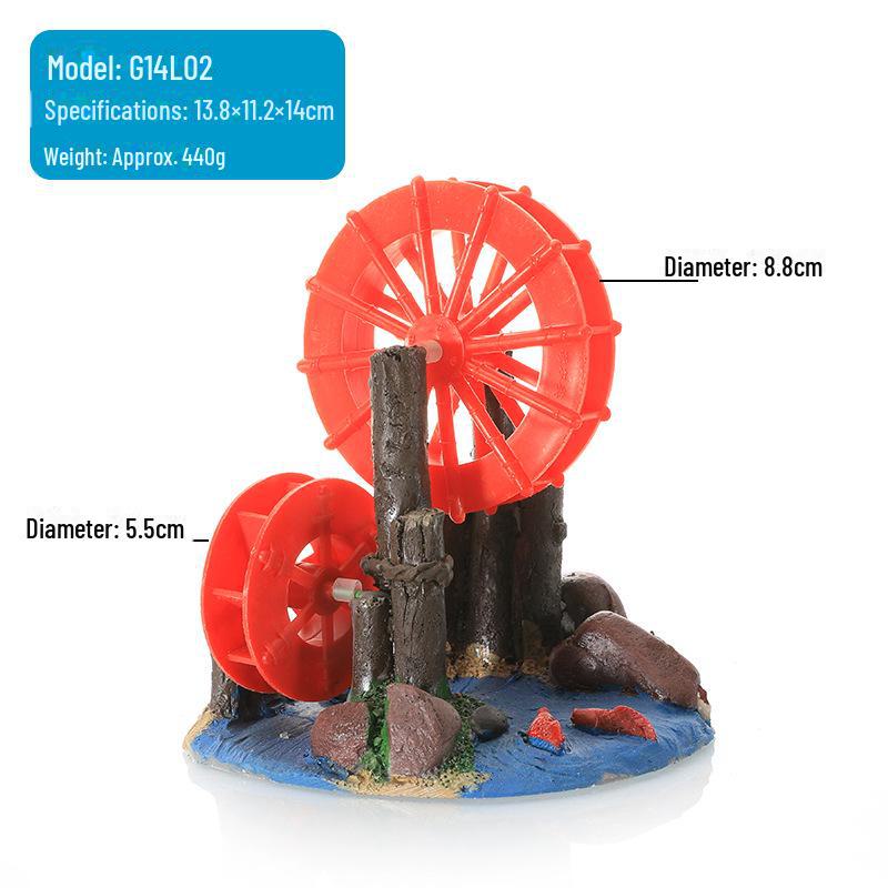 Aquarium Windmill Wheel Ornament: Oxygen Pump Resin Decoration for Fish & Shrimp Tanks