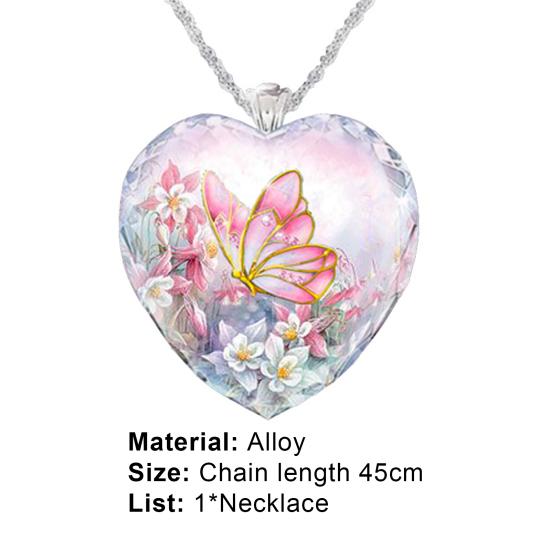 Ожерелье в форме сердца, элегантное модное изысканное женское ожерелье с подвеской в ​​виде бабочки для повседневного ношения