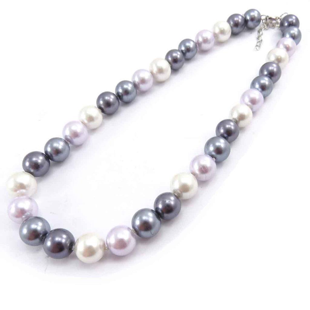 Les Trésors De Lily [J8099] - Колье Perla цвета слоновой кости сиренево-серого цвета (12 мм)