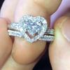 New 2Pcs Heart Paired Rings for Women Romantic Wedding Engagement Ring Fashion Set Jewelry Funny Female Gift