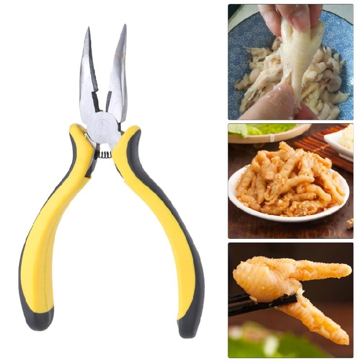 Curved Nose Pliers Tool with Labor Saving Spring Nonslip Grip Kitchen Gadget Accessories For Deboning Chicken, Duck Feet