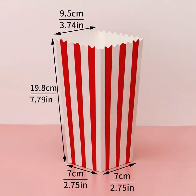 20/50pcs Popcorn Box Buckets Fries Cup Movie Night Kids Birthday Party Favors Snack Container Bag Wedding Christmas Supplies Party Decoration Props