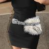 Vintage Faux Fur Pu Leather Belt Y2K Furry Fur Gothic Punk Sexy Waistband Night Club Waist Chain Jeans Pants Decor