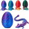 3D Printed Dragon Eggs with Dragon Inside Fidget Toys for Adults, 3D Printed Articulated Dragon, Posable Flexible Crystal Dragon Toys for Autism/ADHD