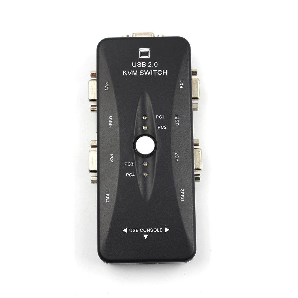 4-портовый KVM-переключатель USB 2.0 Мышь/Клавиатура/Видеомонитор VGA 250 МГц 1920x1440