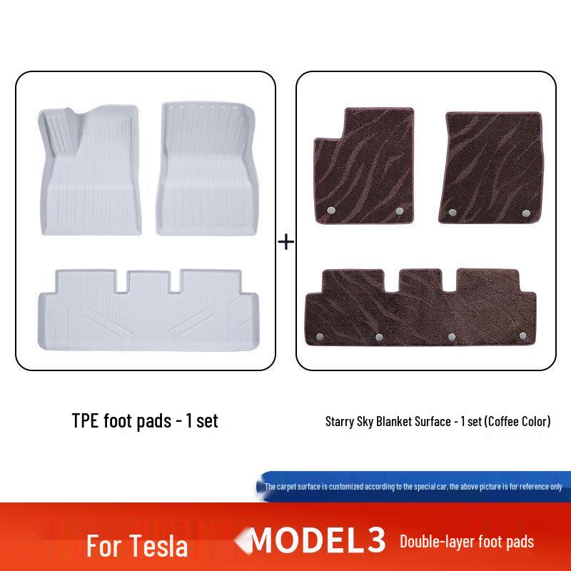Custom TPE Floor and Trunk Mats for Tesla Model 3 Refresh Edition (Compatible with 25 Models)