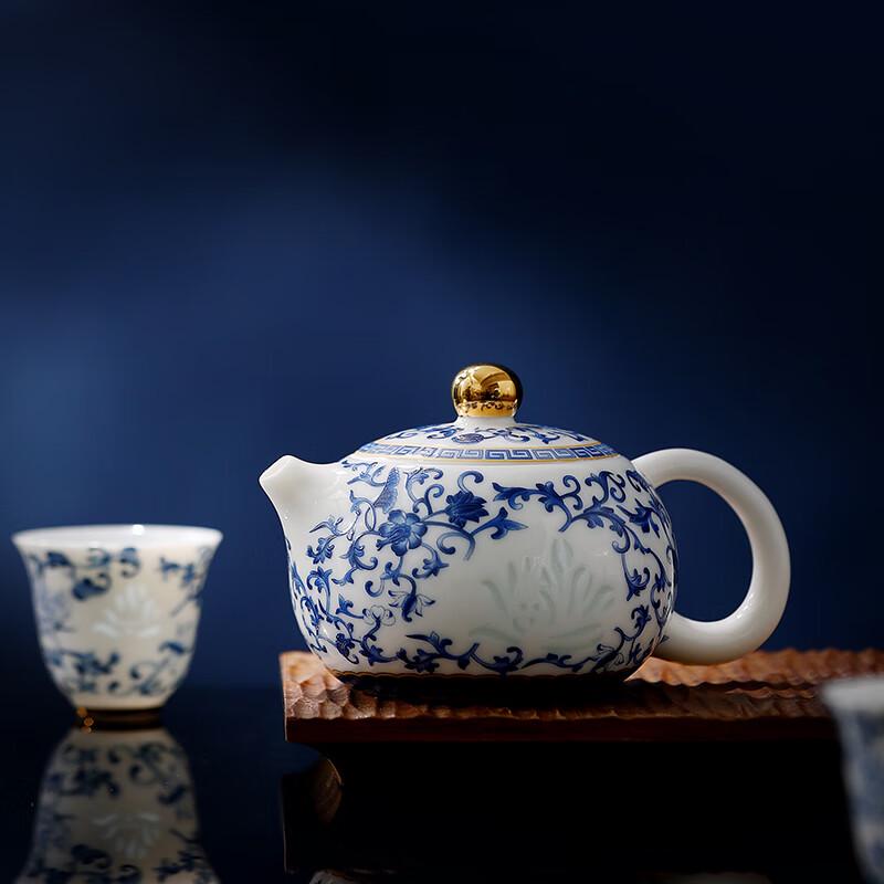Yihude Blue and White Ceramic Teapot