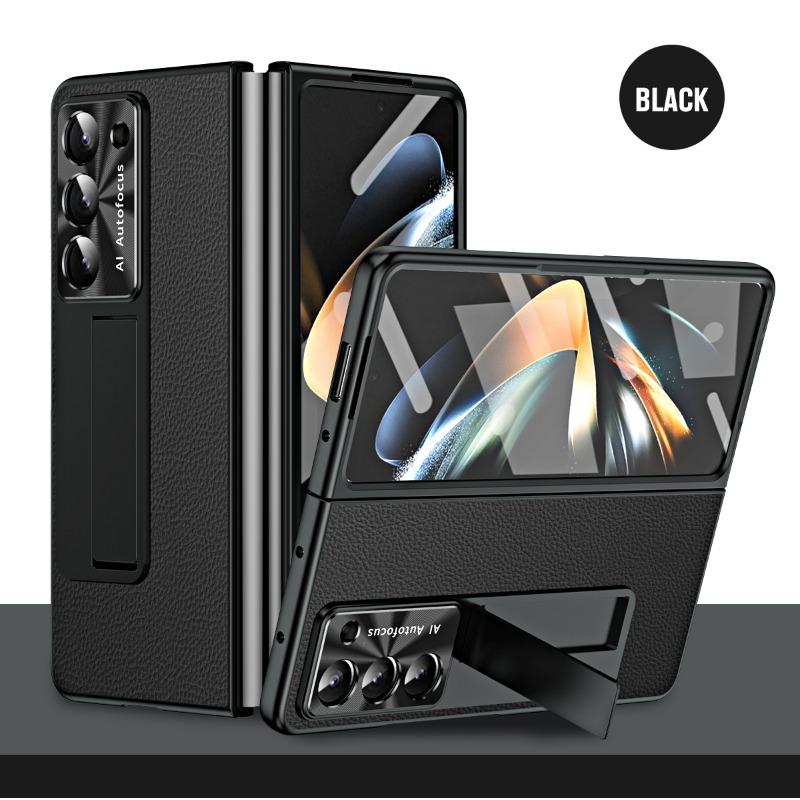 Гальванический чехол для телефона Clemence с металлической подставкой для Samsung Galaxy Z Fold 6 5 4 3 Fold6 Fold5 Fold4 Fold3 с защитным чехлом-держателем-подставкой