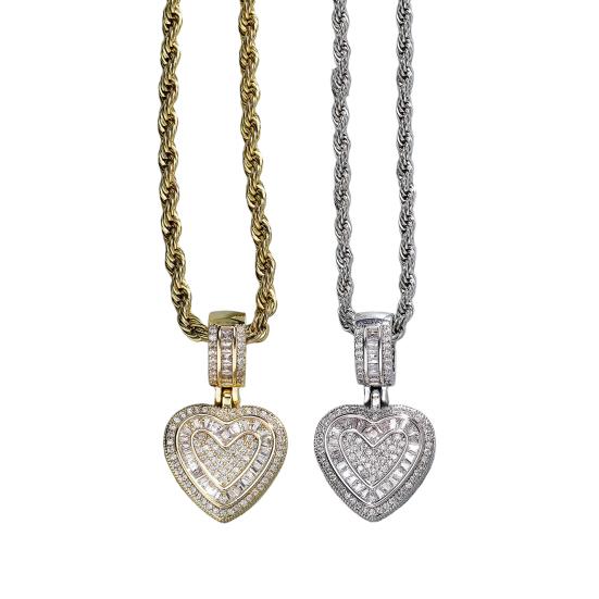 Ожерелье-свитер в стиле хип-хоп, сверкающие кубические цирконии, инкрустированные подвески в форме сердца, колье-чокер, ювелирные аксессуары