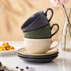 European Retro Style Ceramic Mugs Pumpkin Striped Coffe Cup with Saucer Afternoon Tea Cup Espresso Latte Mug Kitchen Water Cup