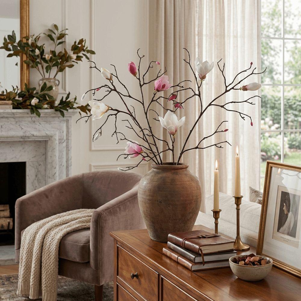 Real Touch Simulation Big Magnolia Large Artificial Orchid Fake Silk Flower  Table Decoration